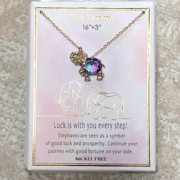 Brand New True to Form Elephant Rhinestone Gold Tone Necklace Luck Prosperity - Picture 1 of 14